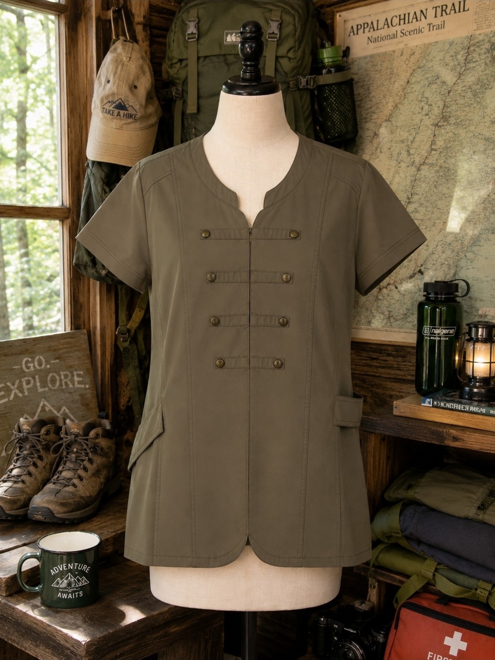 Live a Little Olive Short-Sleeve Utility Jacket